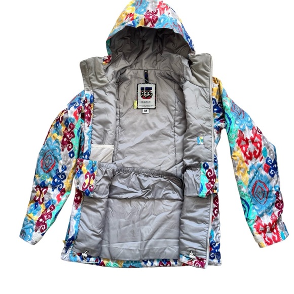 Burton dryride radiant kazbah tye dye ikat multicolor snowboard hooded jacket M - Picture 6 of 10